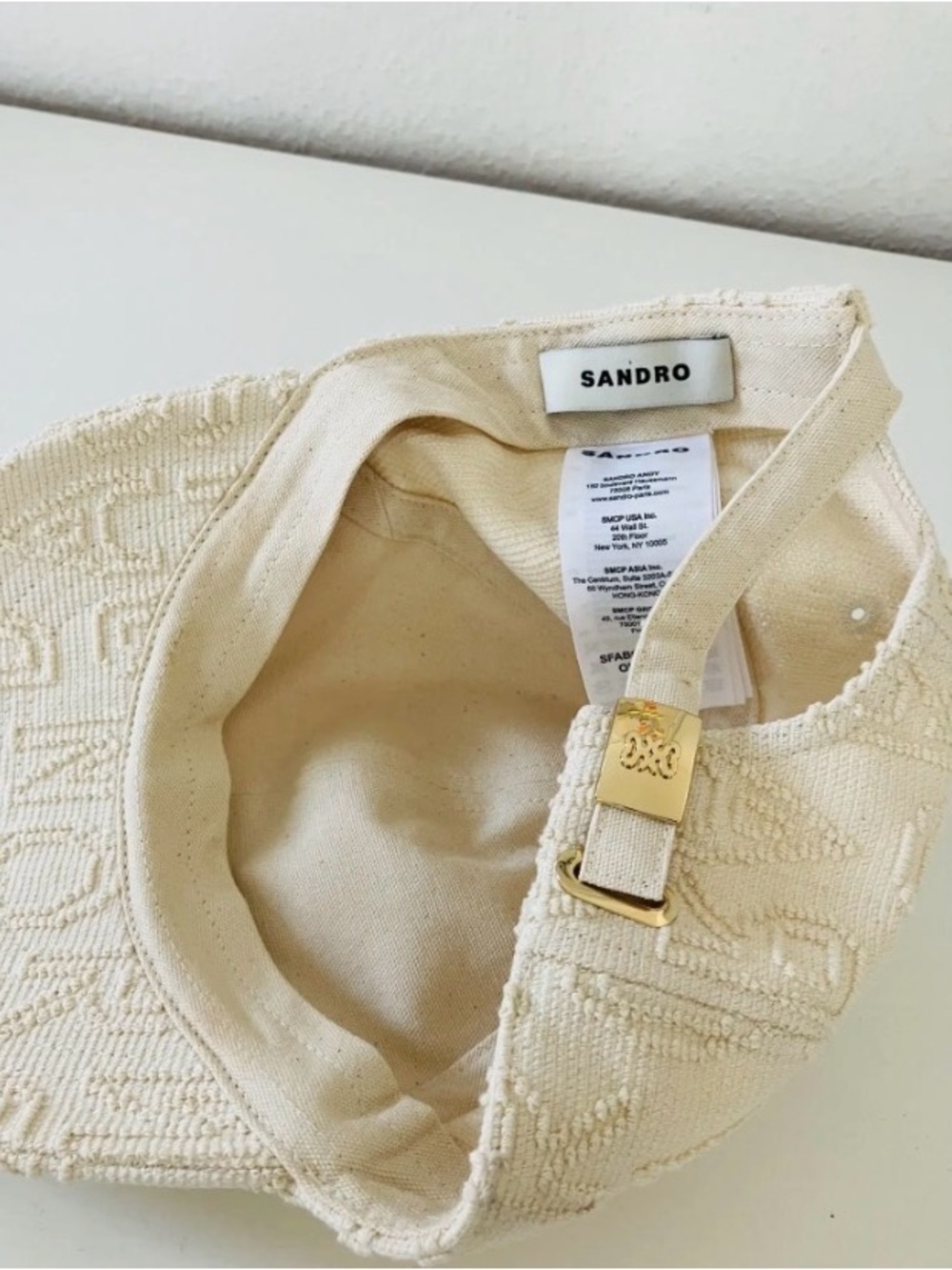Sandro Andy Monogram Jacquard Baseball Cap Cream Ivory Adjustable Logo Hat🤍 - Picture 9 of 15